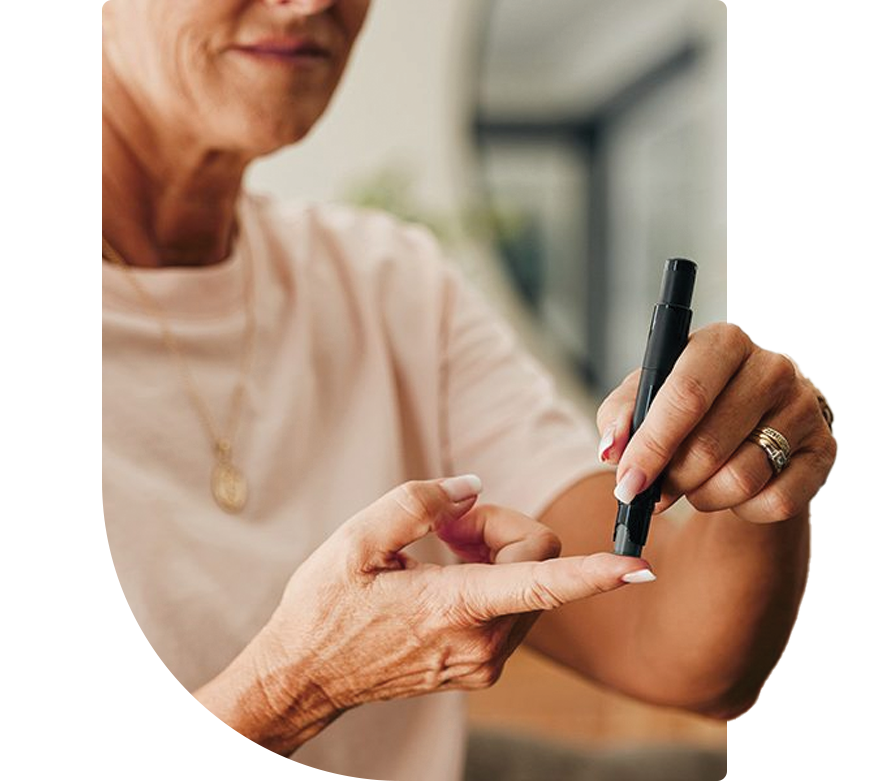 woman checking blood sugar