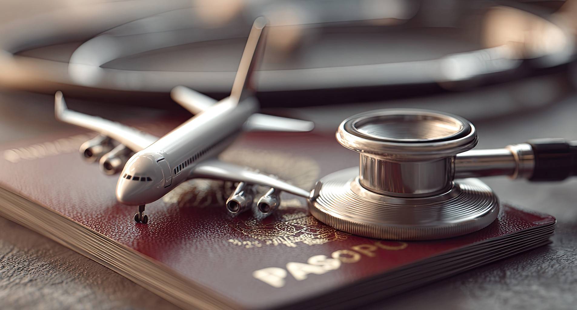 airplane model on top of passport