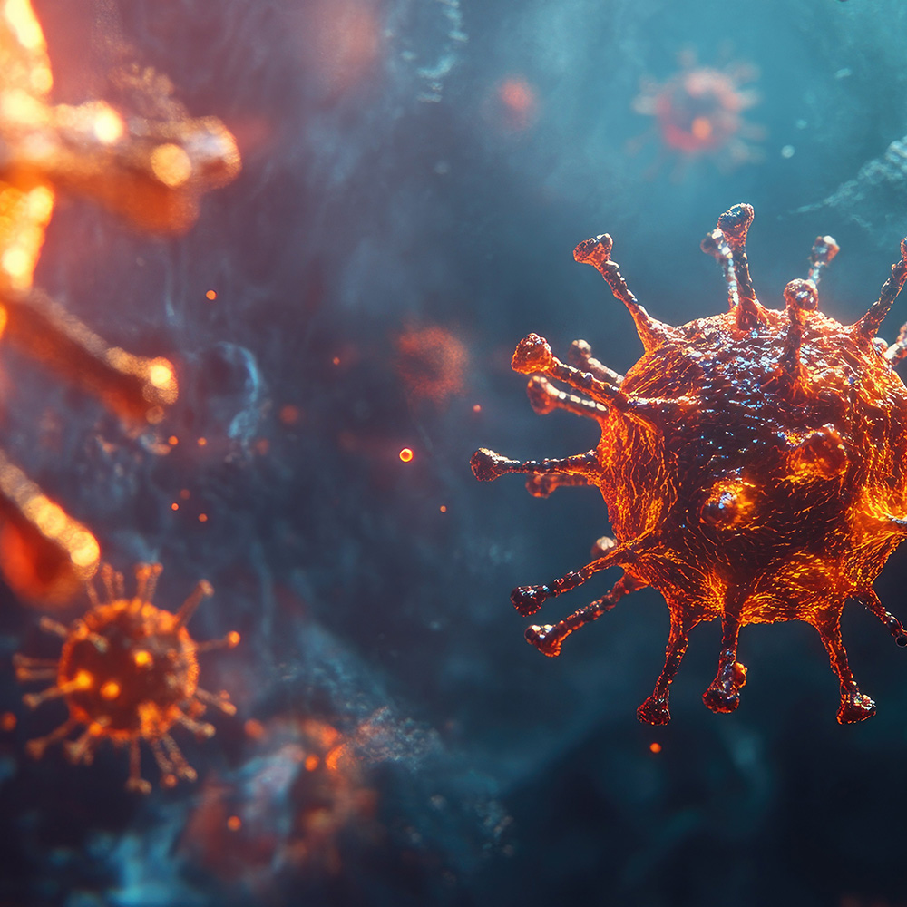 virus under microscope